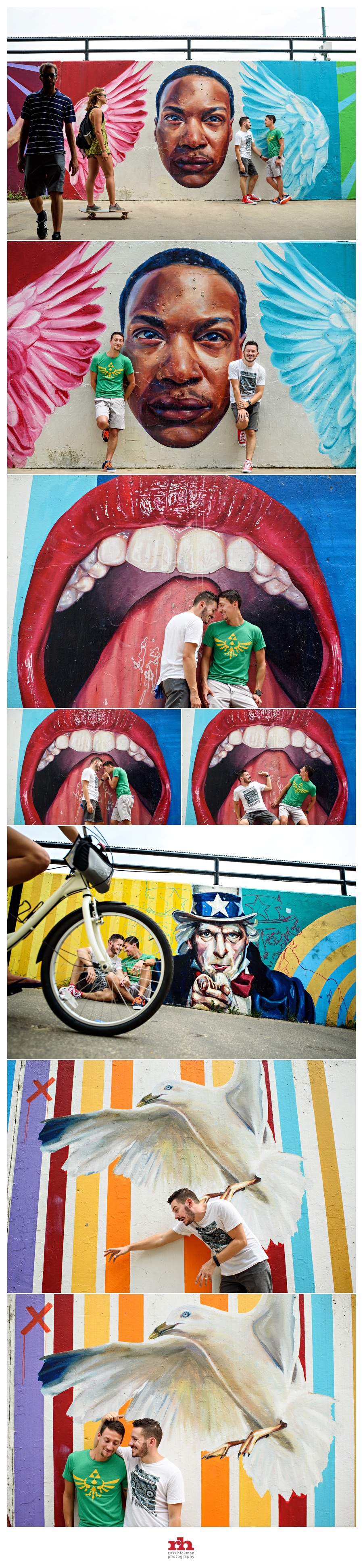 LGBTQ Couple pose in front of graffiti during their Chicago Engagement Session.